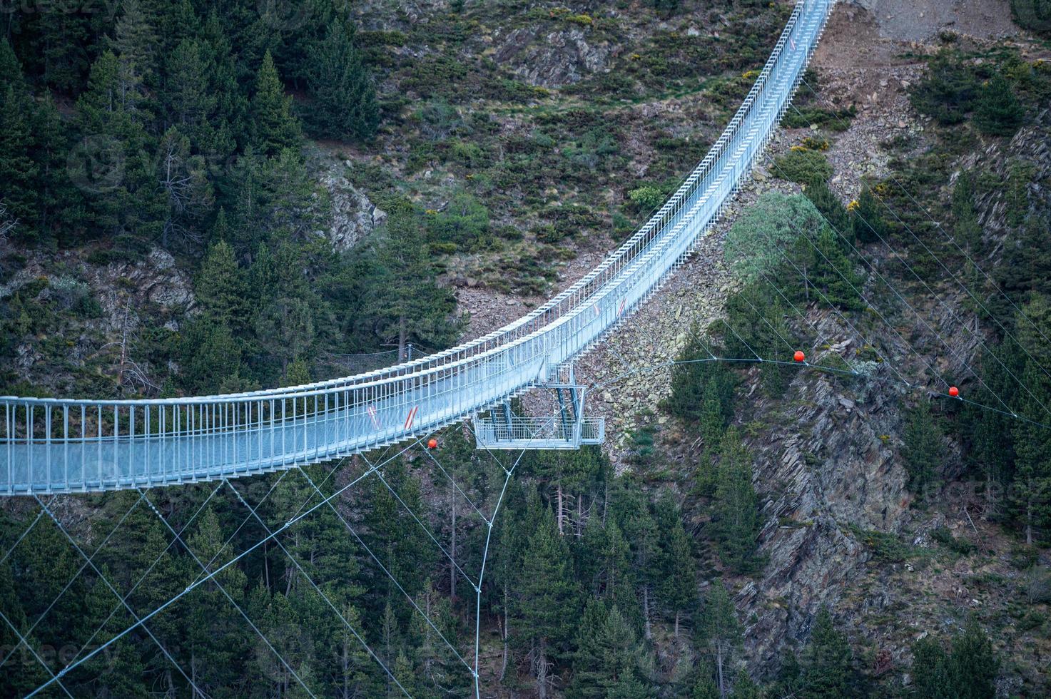 The longest Tibetan bridge in Europe, 600 meters long and 200 meters high in the Canillo Parish in Andorra photo