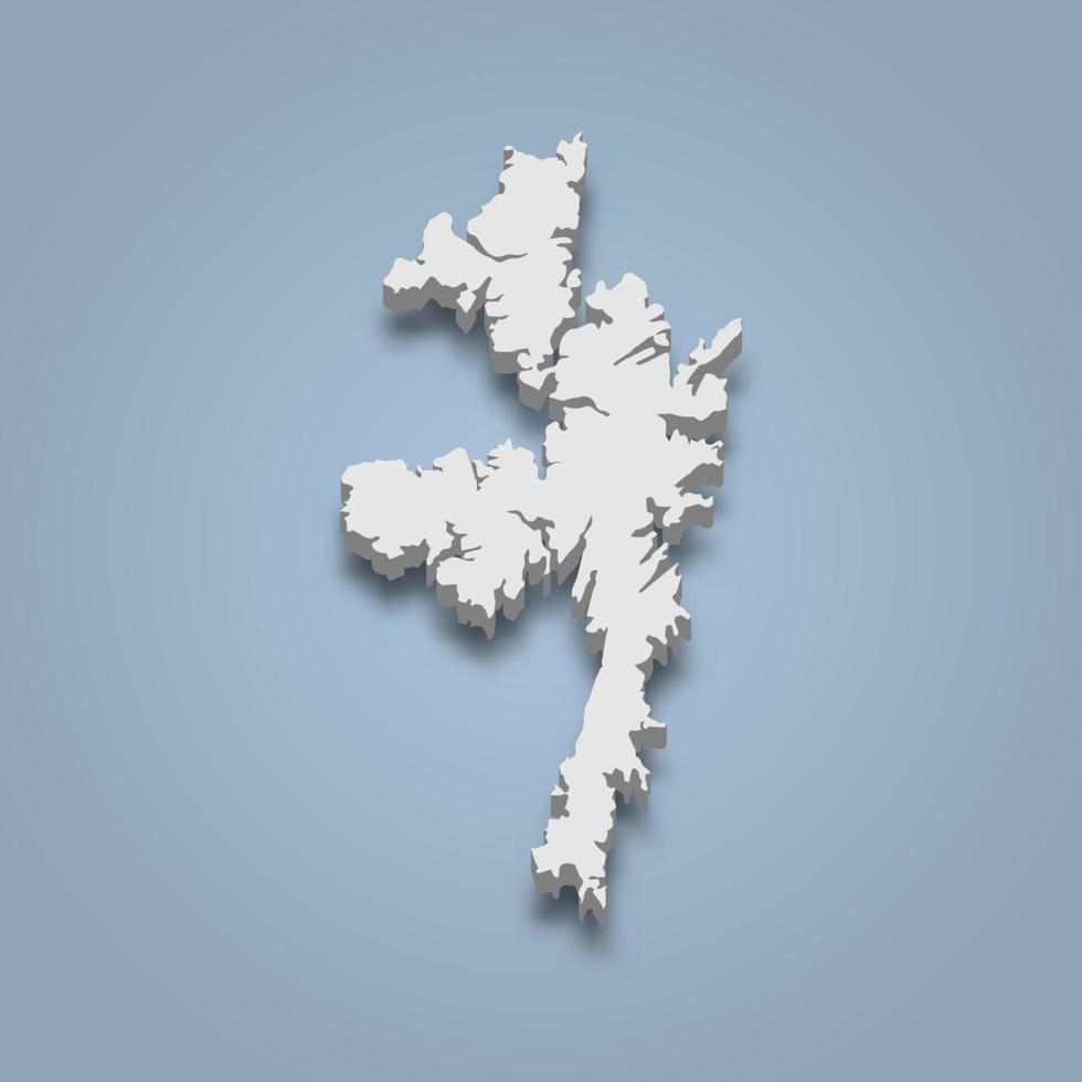 3d isometric map of Shetland Mainland is an island in Scotland vector