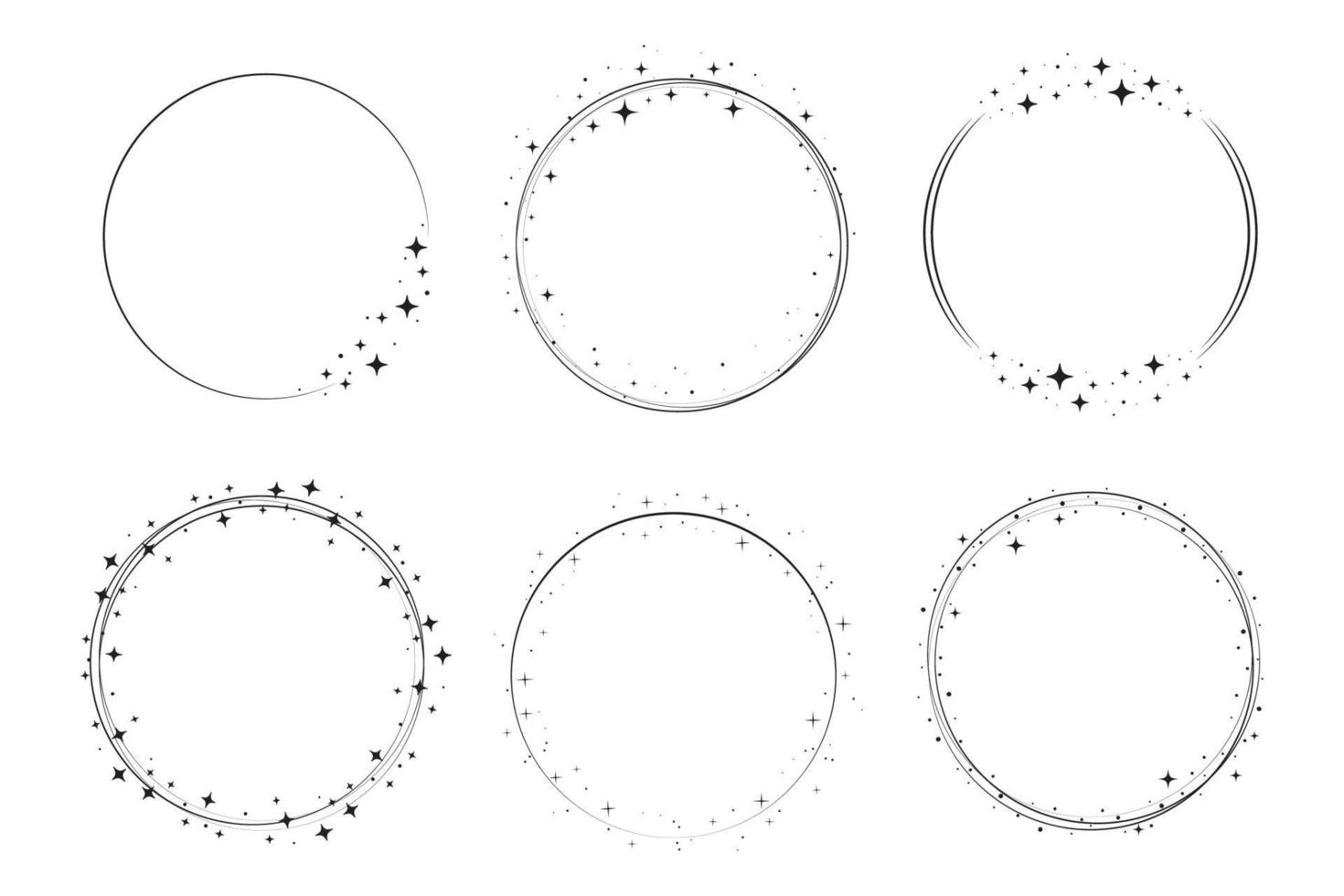 Star circle frame set. Wreath round vector