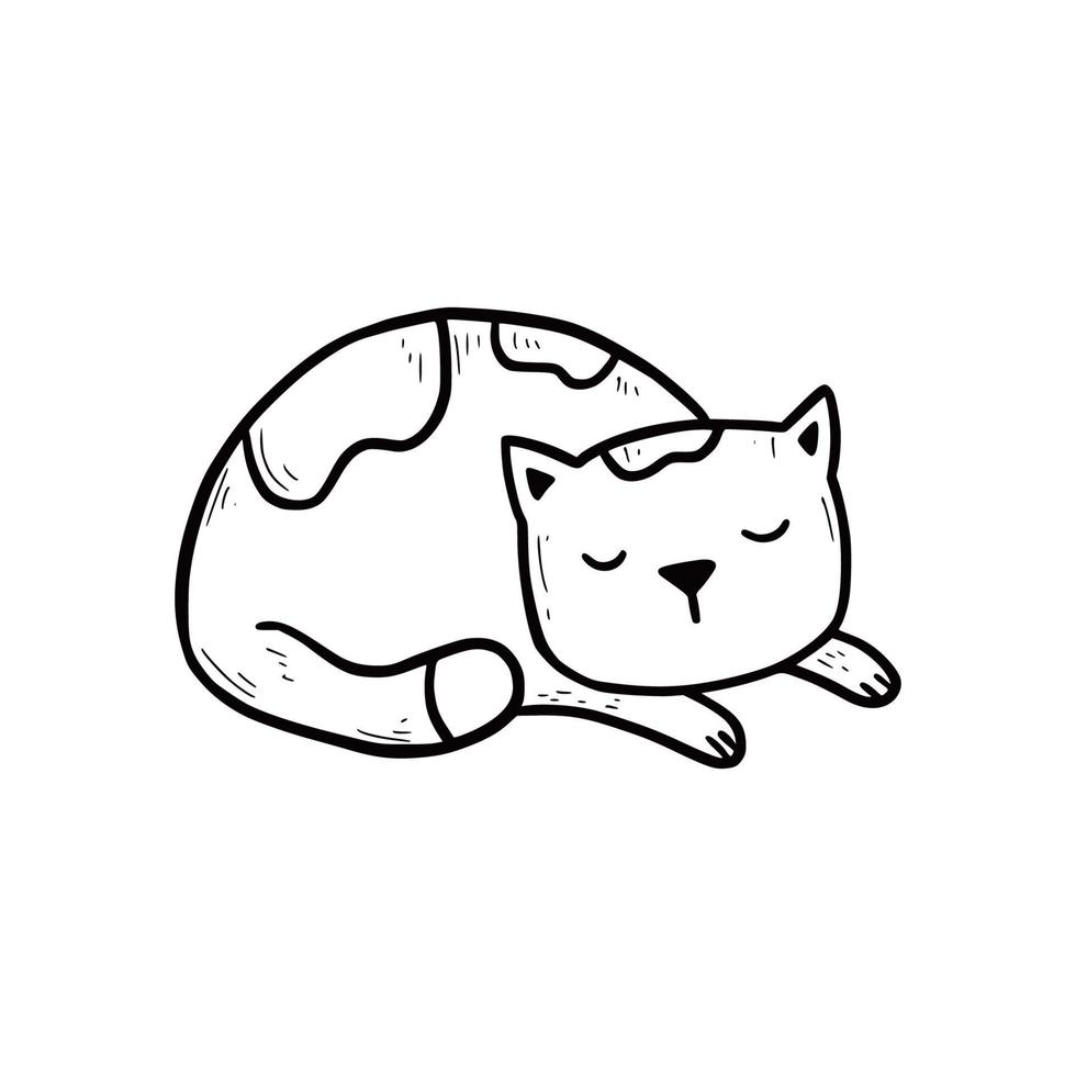 Hand drawn sleep cute cat vector