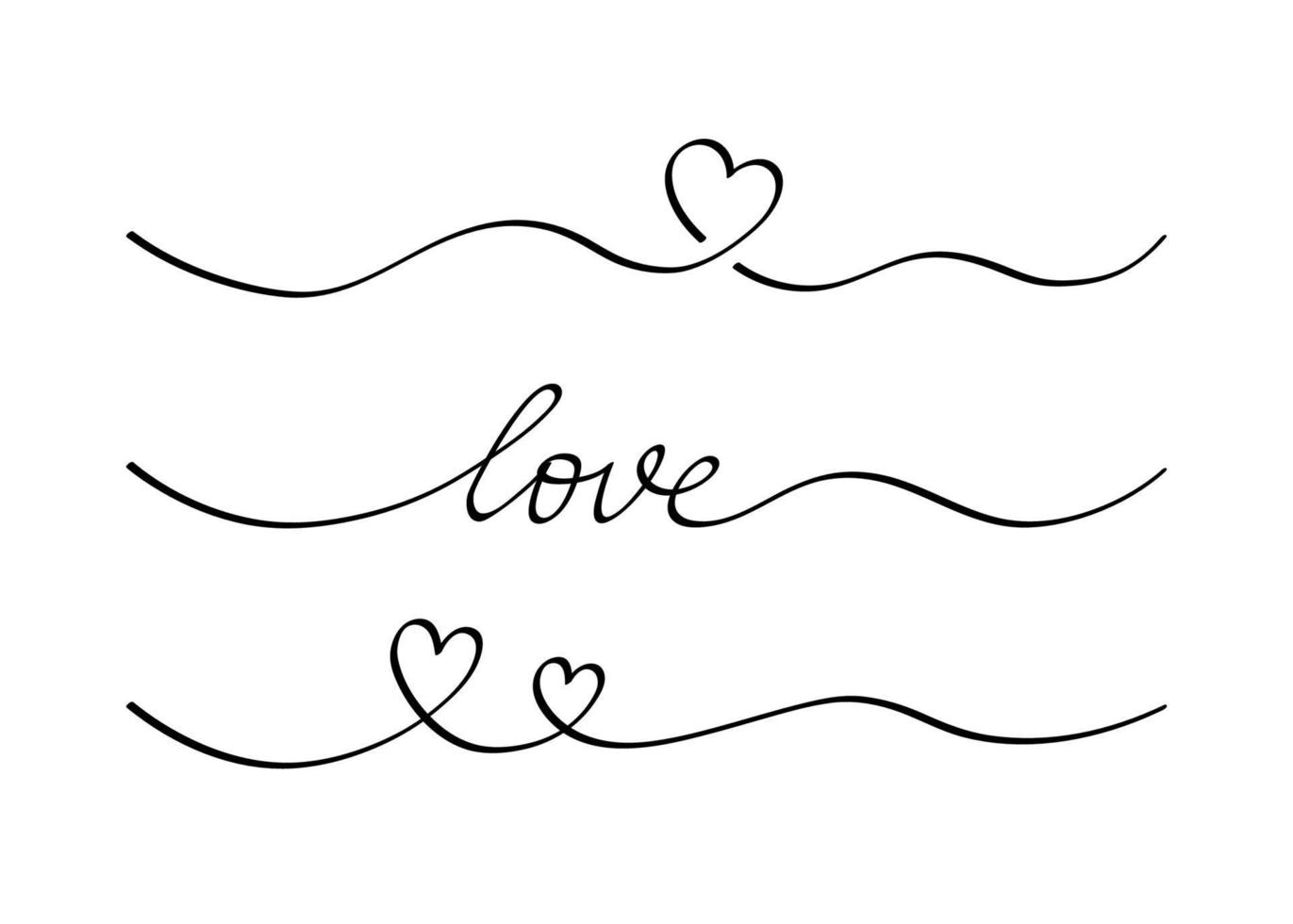 Heart and love swirl divider. vector