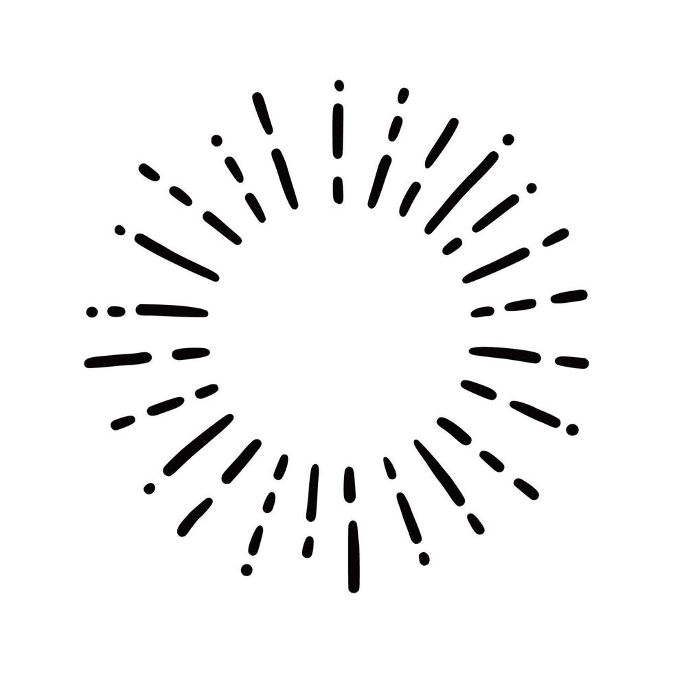 Hand drawn sunburst shine ray. Doodle vector