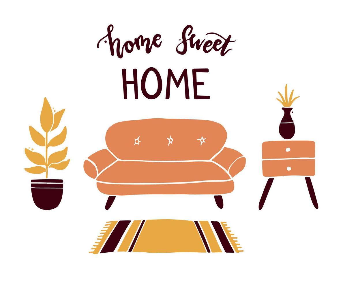 Living room with lettering quote vector