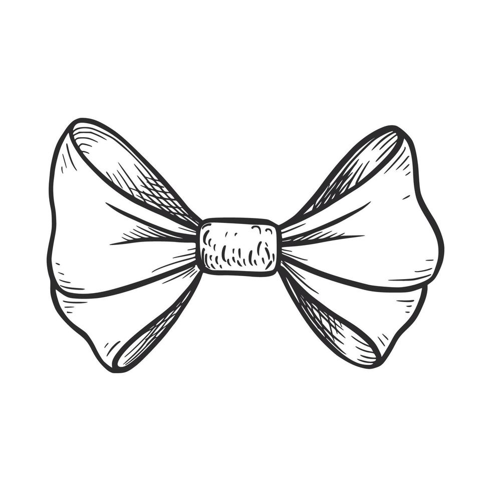 Tie bow doodle sketch. Hand drawn vector