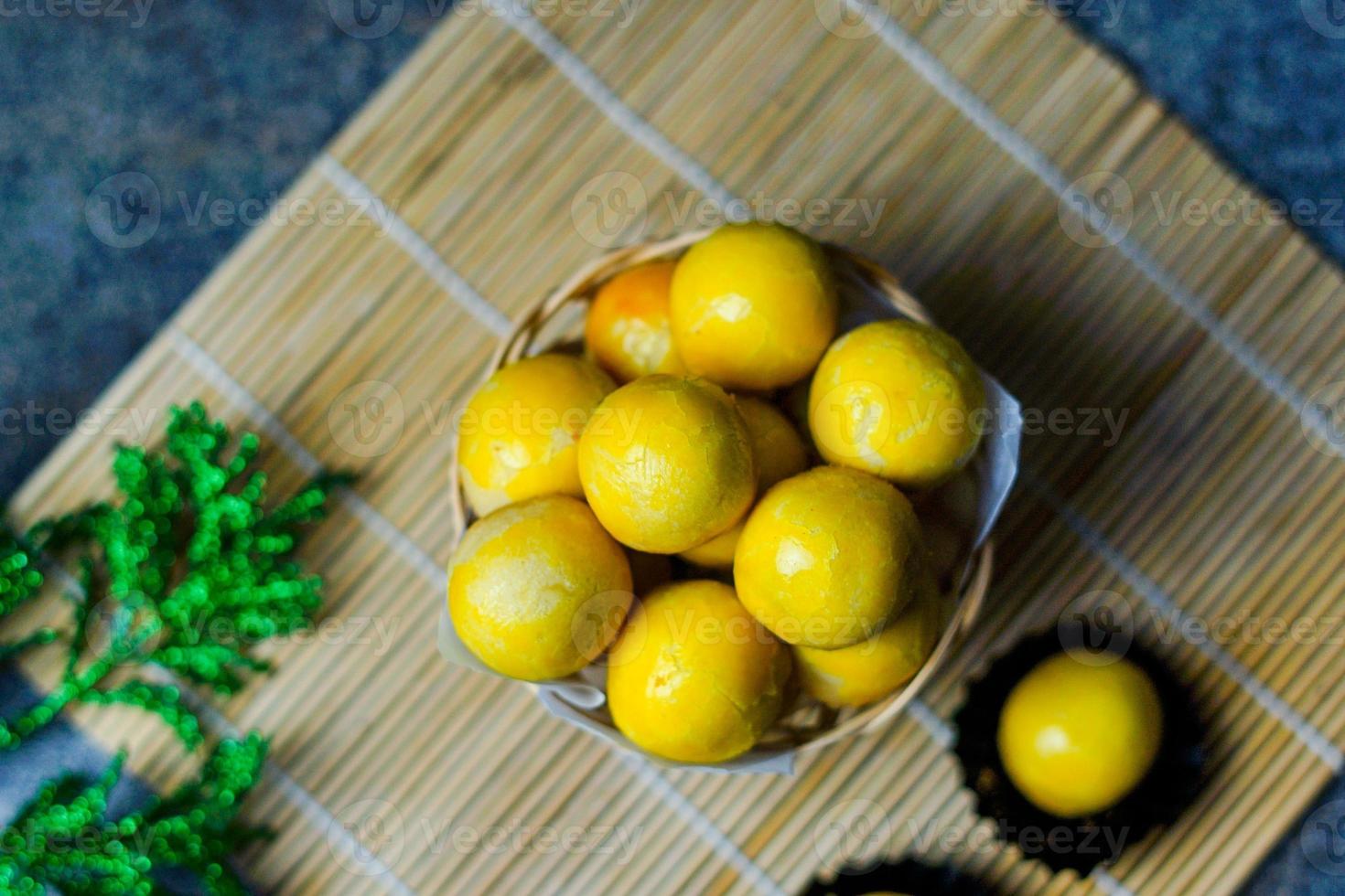 Nastar is a typical Indonesian cake made from wheat flour filled with pineapple jam photo