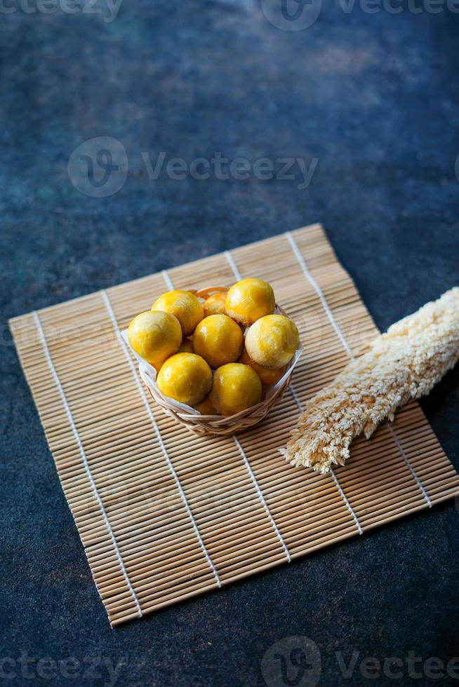 Nastar is a typical Indonesian cake made from wheat flour filled with pineapple jam photo