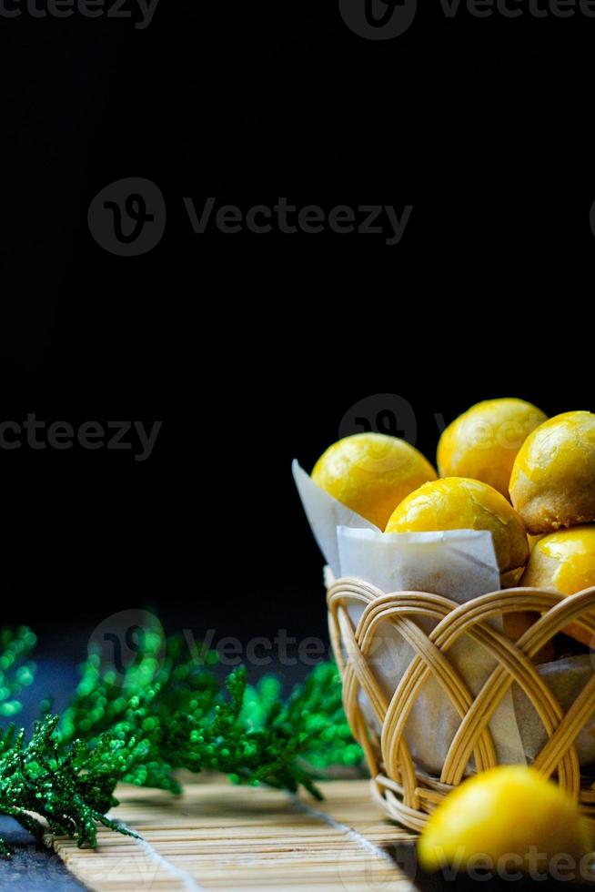 Nastar is a typical Indonesian cake made from wheat flour filled with pineapple jam photo