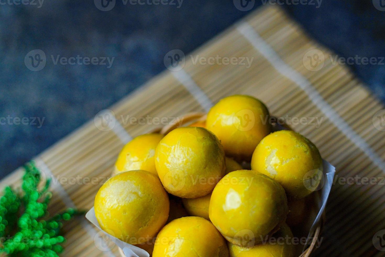 Nastar is a typical Indonesian cake made from wheat flour filled with pineapple jam photo