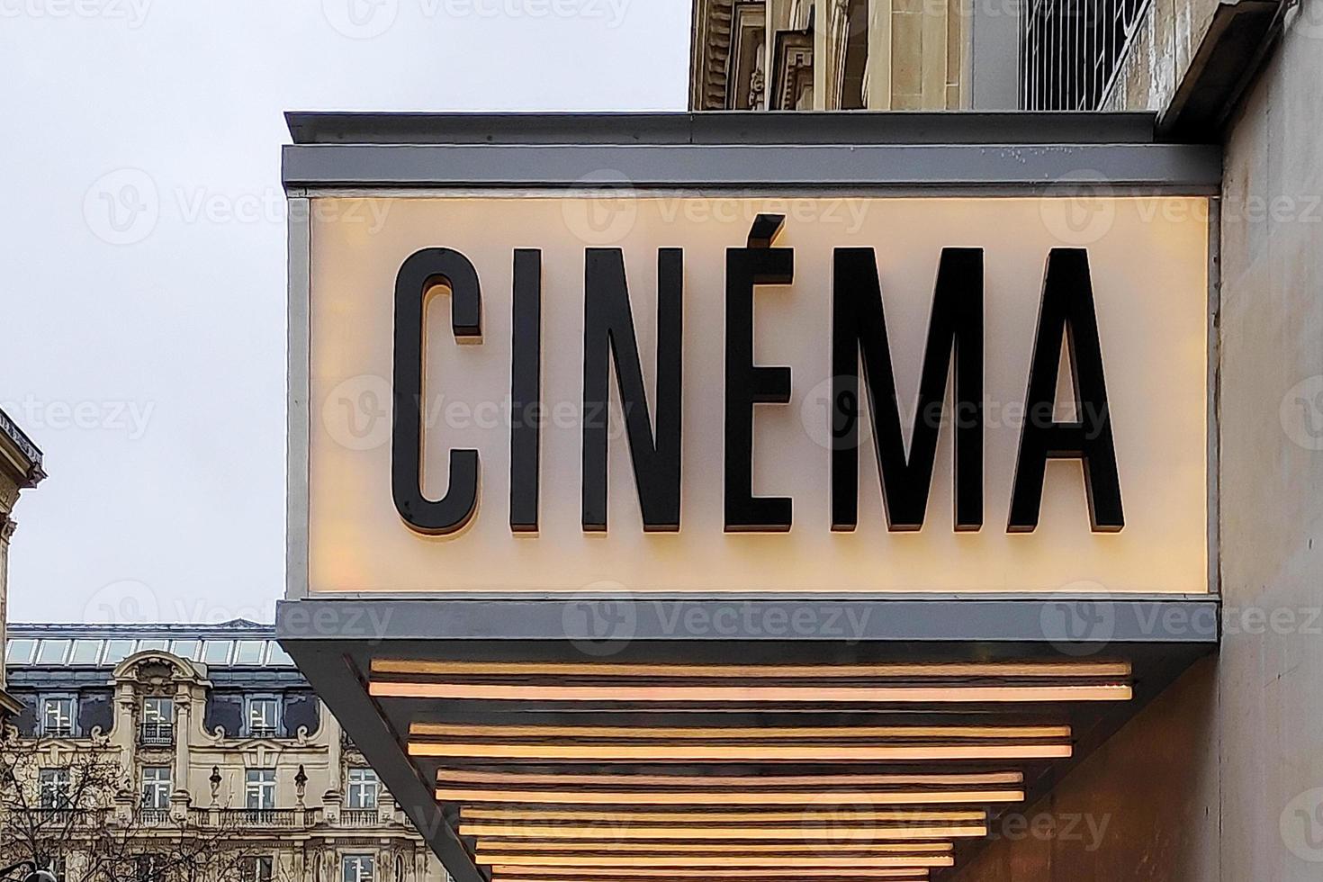 French movie theater entrance sign photo