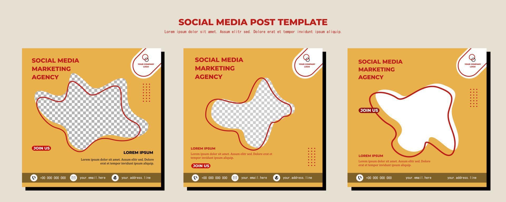 Yellow Vector Social Media Post Template, vector art illustration and text