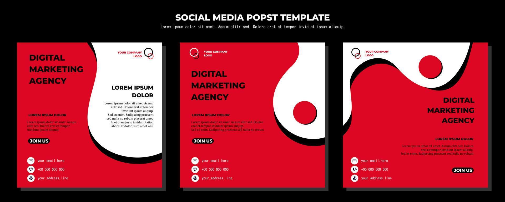 Red White Vector Social Media Post Template, vector art illustration and text