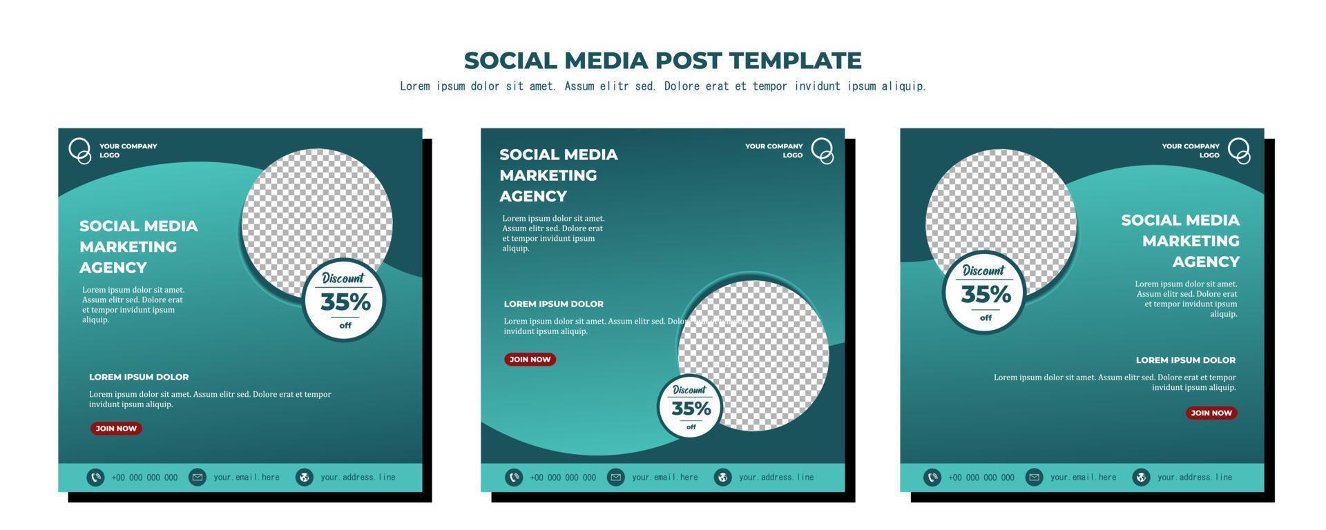 Green Vector Social Media Post Template, vector art illustration and text