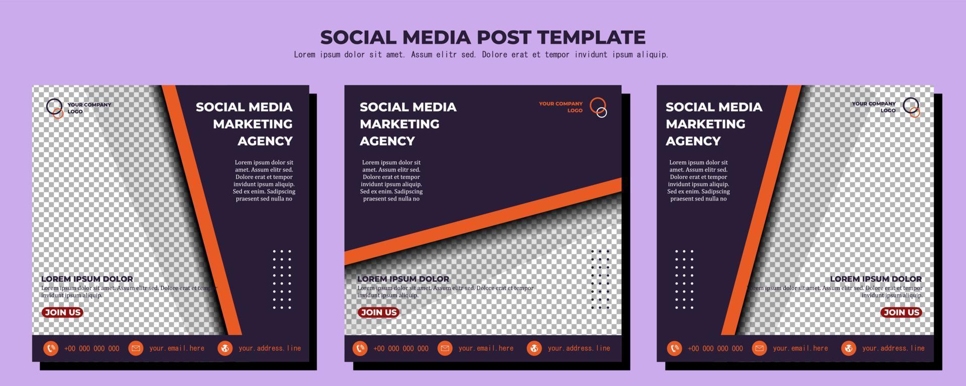 Orange Dark Vector Social Media Post Template, vector art illustration and text