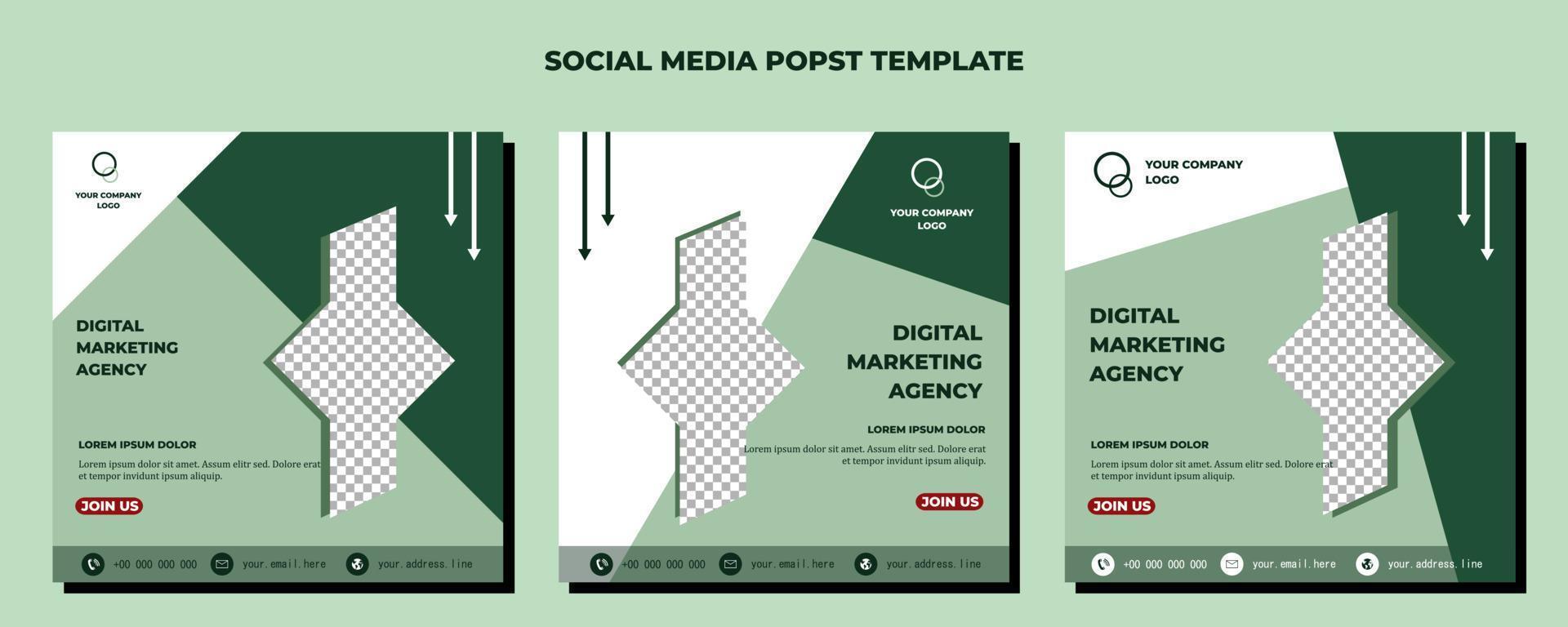 Green White Vector Social Media Post Template, vector art illustration and text
