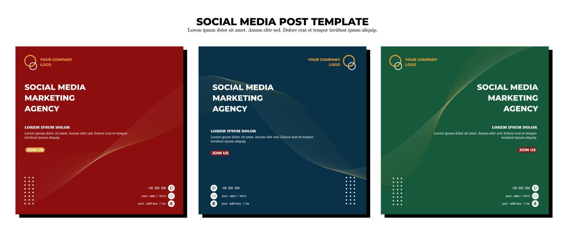 Red Blue Green Vector Social Media Post Template, vector art illustration and text