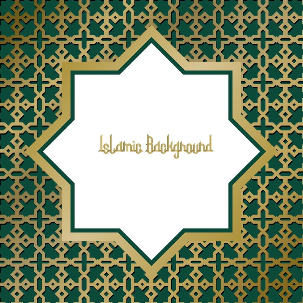 fondo islámico de lujo dorado y verde con marco de adorno decorativo vector premium