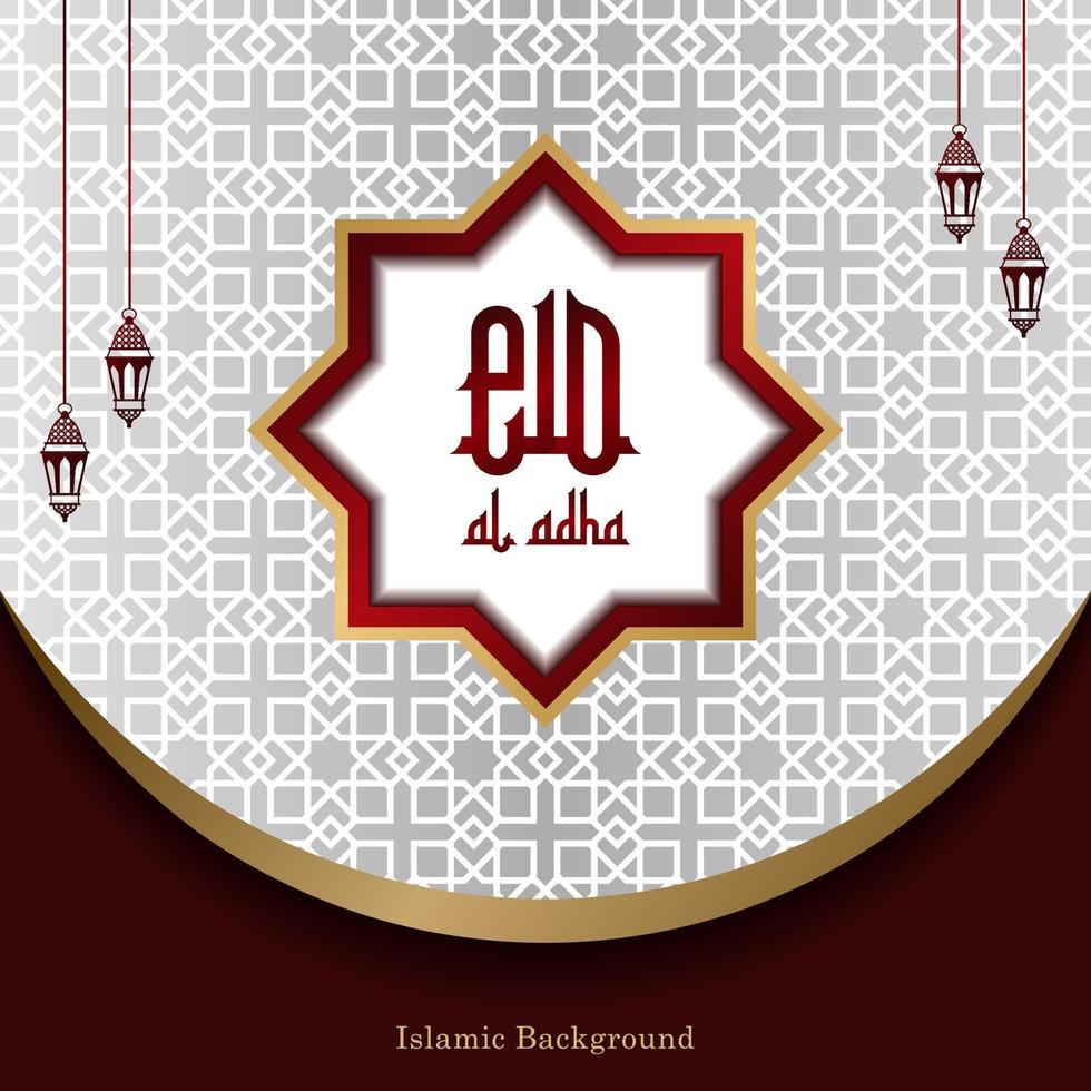 Gold White and Red luxury islamic background with decorative ornament frame Premium Vector