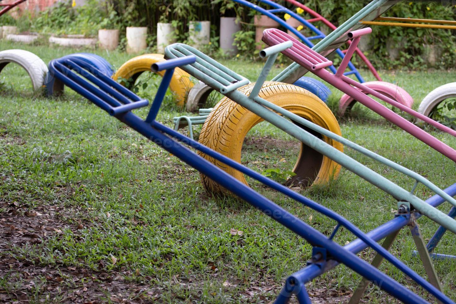 Prachuap Khiri Khan, Thailand 25 September 2020. Colorful children playground, without children photo