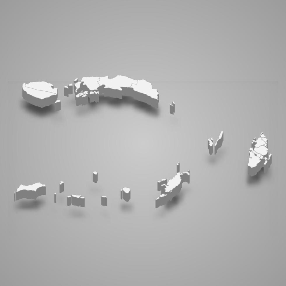 3d isometric map of Maluku is a province of Indonesia vector