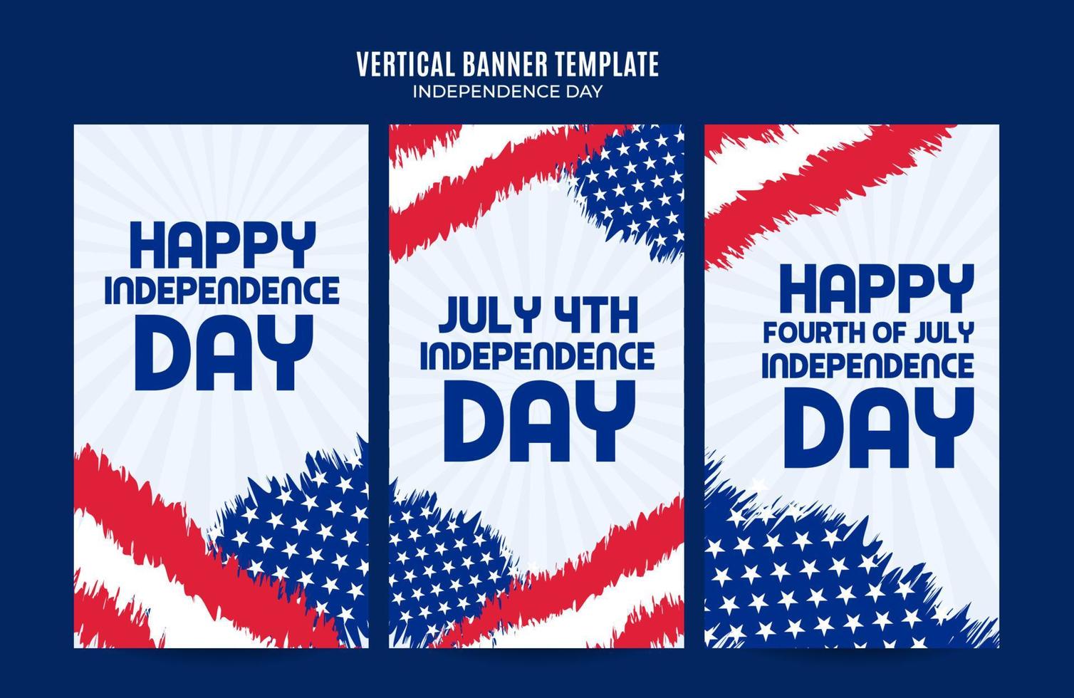 feliz 4 de julio: banner web del día de la independencia de estados unidos para afiches verticales de redes sociales, banner, área espacial y fondo vector