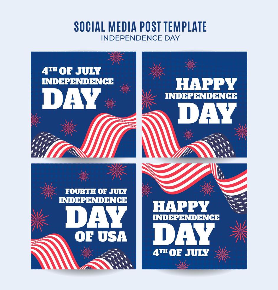 Happy 4th of July - Independence Day USA Web Banner for Social Media Square Poster, banner, space area and background vector