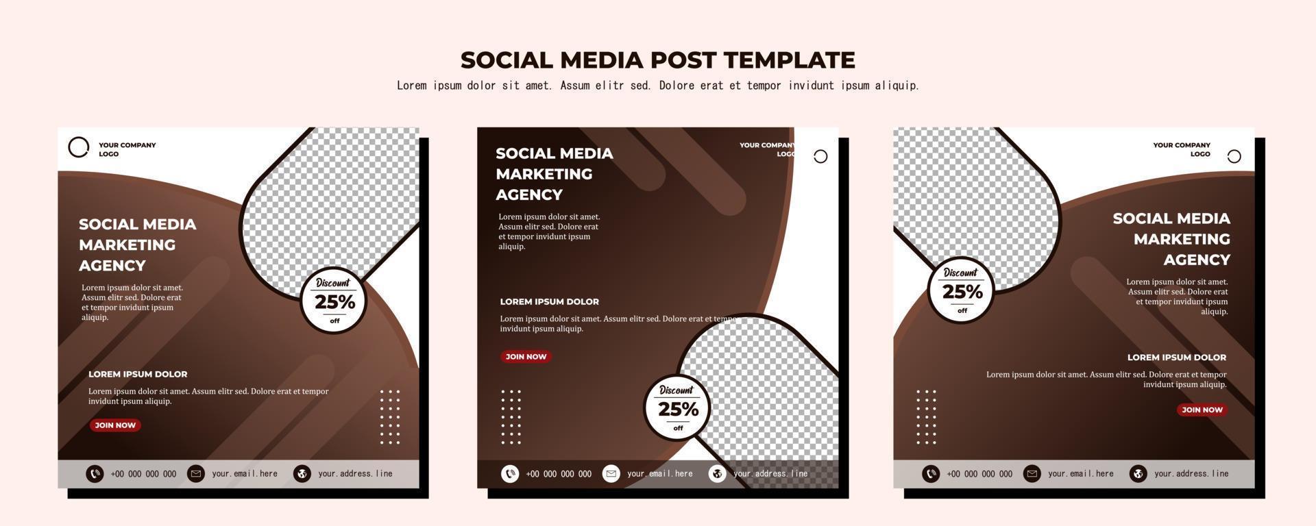 Brown White Vector Social Media Post Template, vector art illustration and text