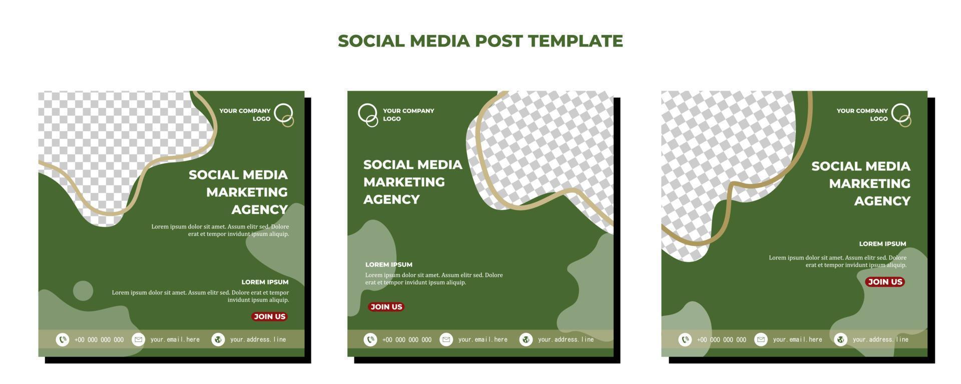 Green Vector Social Media Post Template, vector art illustration and text