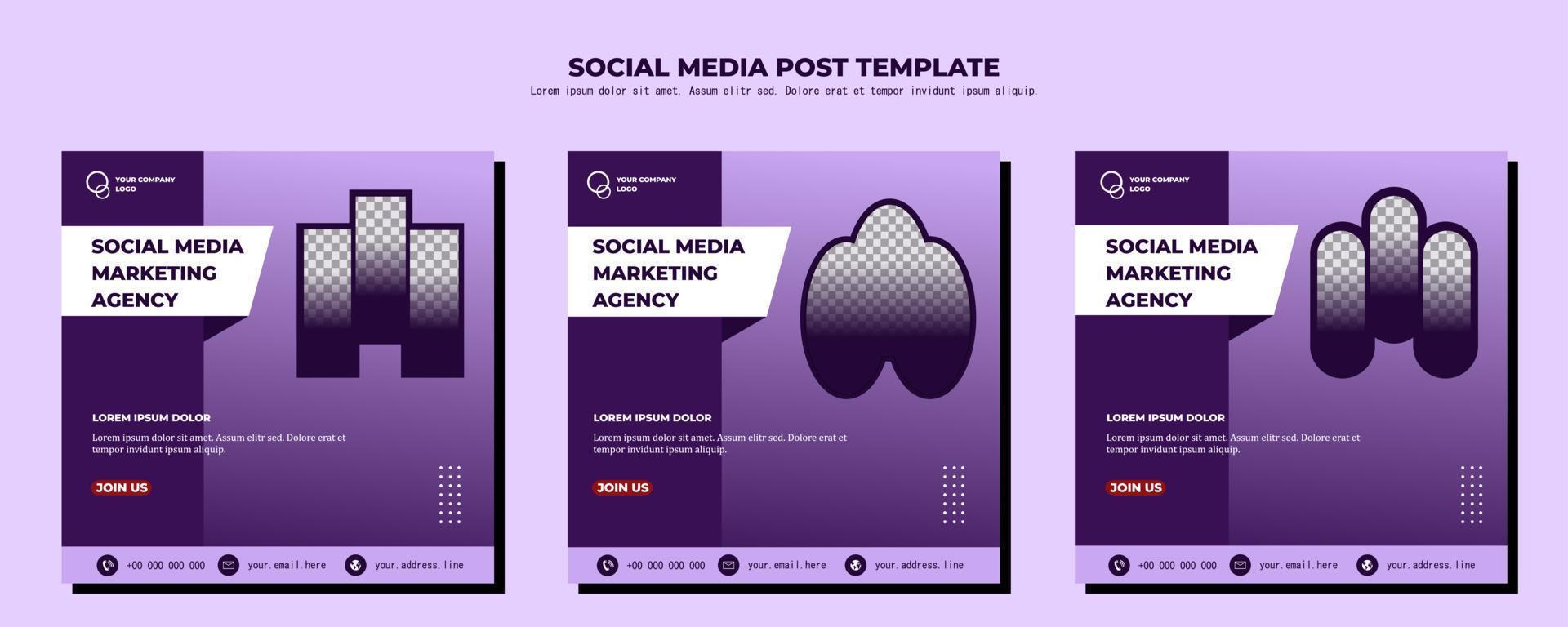 Purple Vector Social Media Post Template, vector art illustration and text