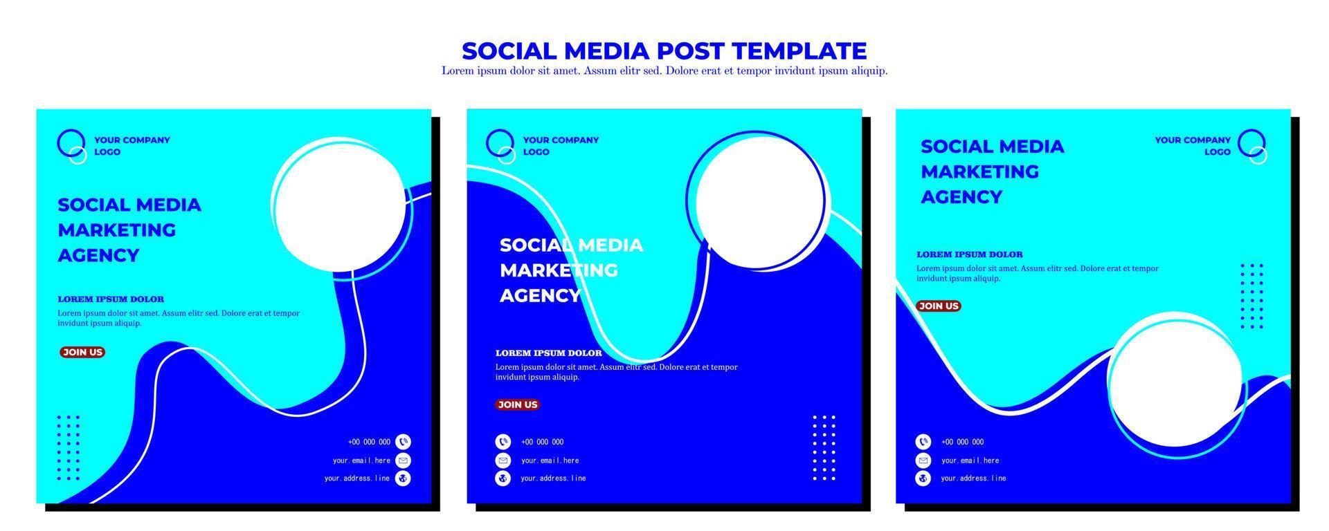 Blue Vector Social Media Post Template, vector art illustration and text