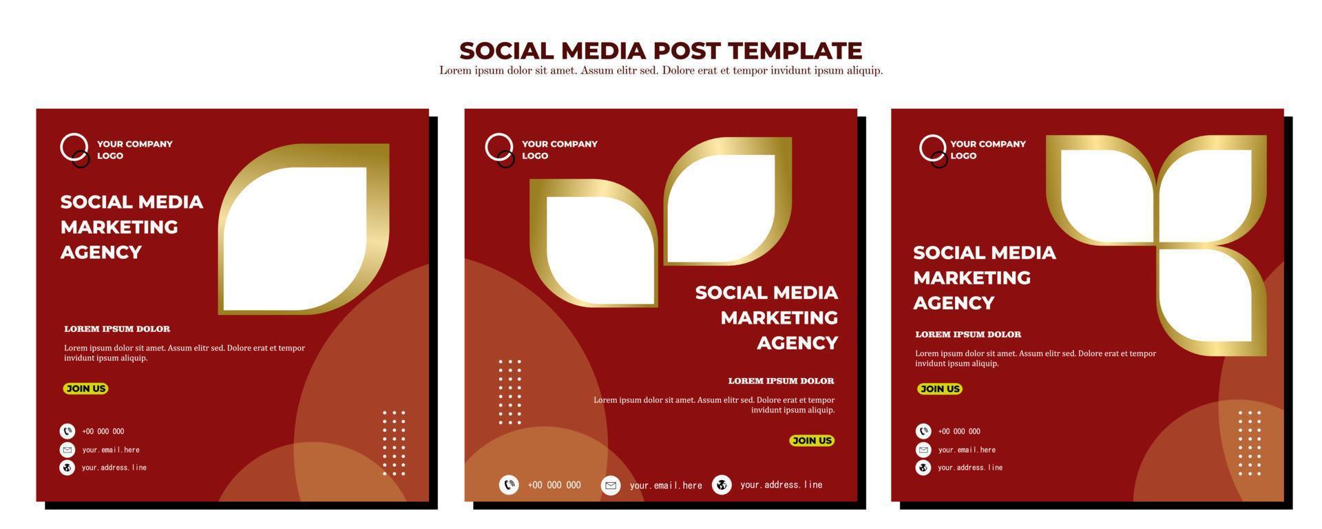 Red Vector Social Media Post Template, vector art illustration and text