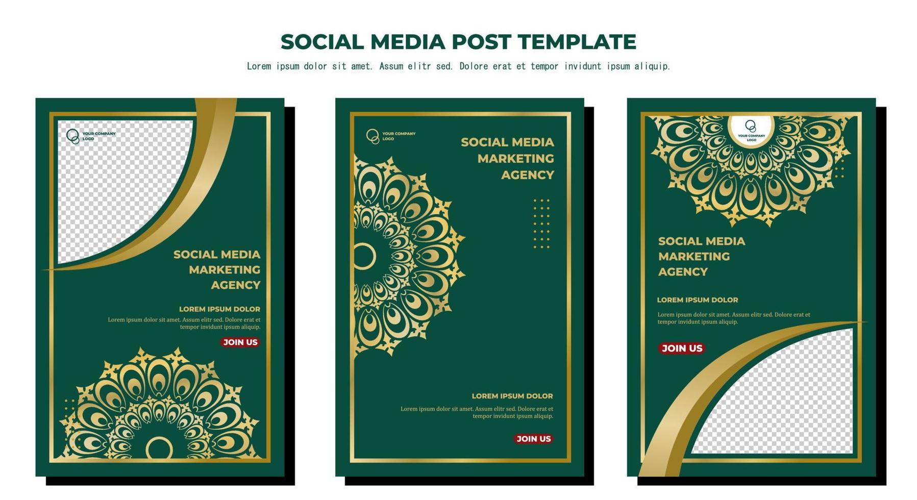 Green Gold Vector Social Media Post Template, vector art illustration and text