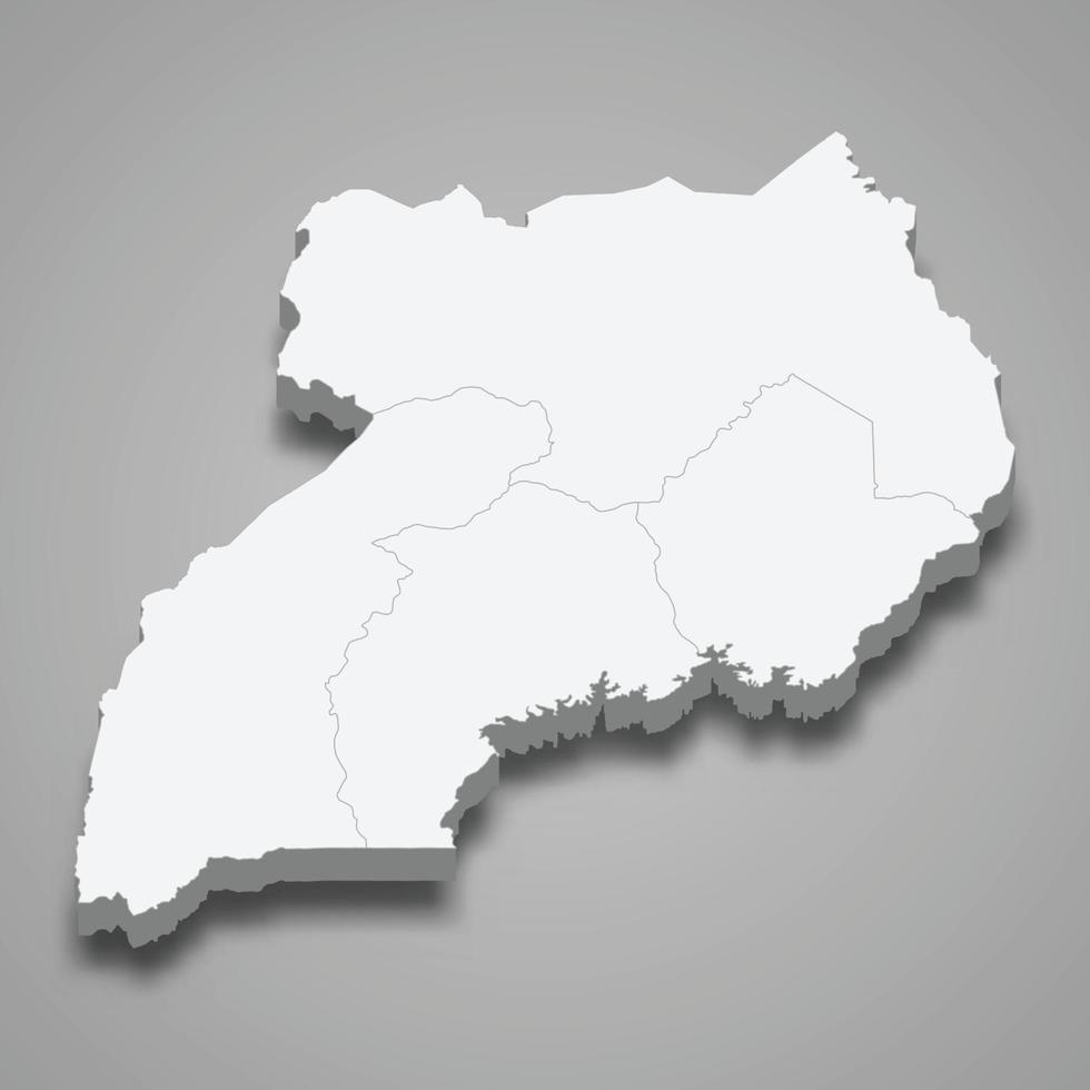 3d map with borders of regions Template for your design vector