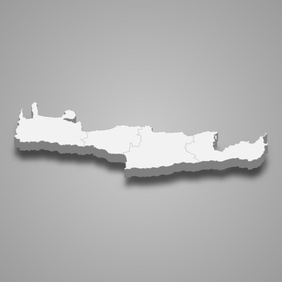 3d isometric map of Crete is a region of Greece vector