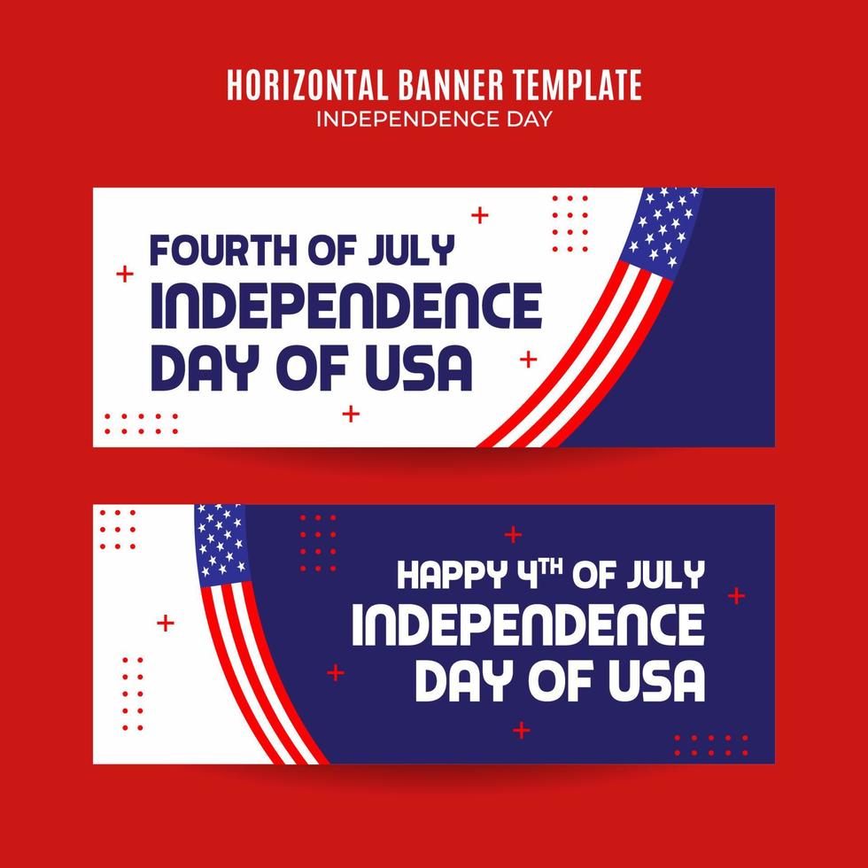 feliz 4 de julio - banner web del día de la independencia de estados unidos para afiches horizontales de medios sociales, banner, área espacial y fondo vector