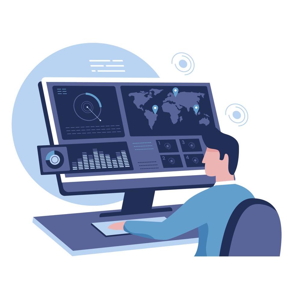 diseño plano del concepto de sistema de monitoreo vector