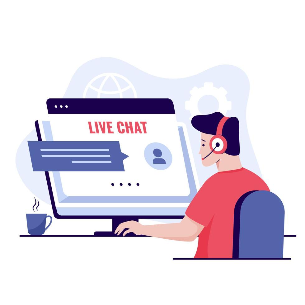 Live chat support illustration concept vector