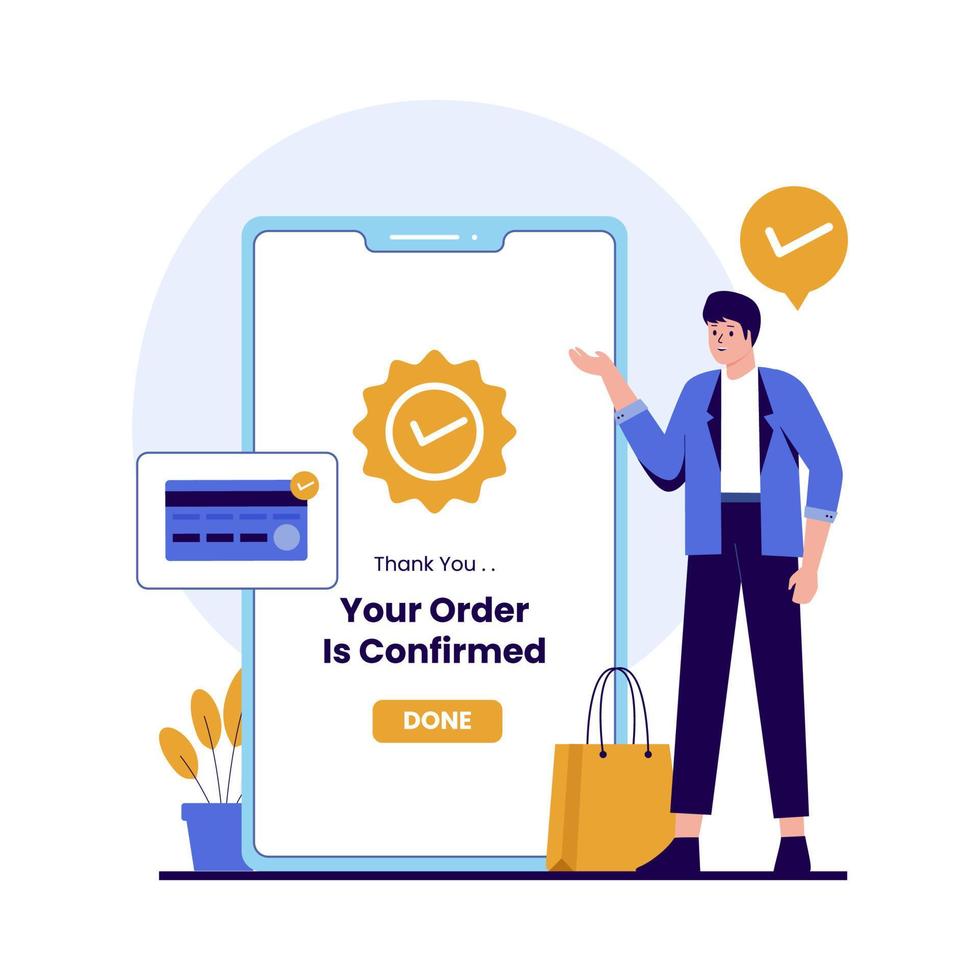 Flat design of order confirmed concept vector