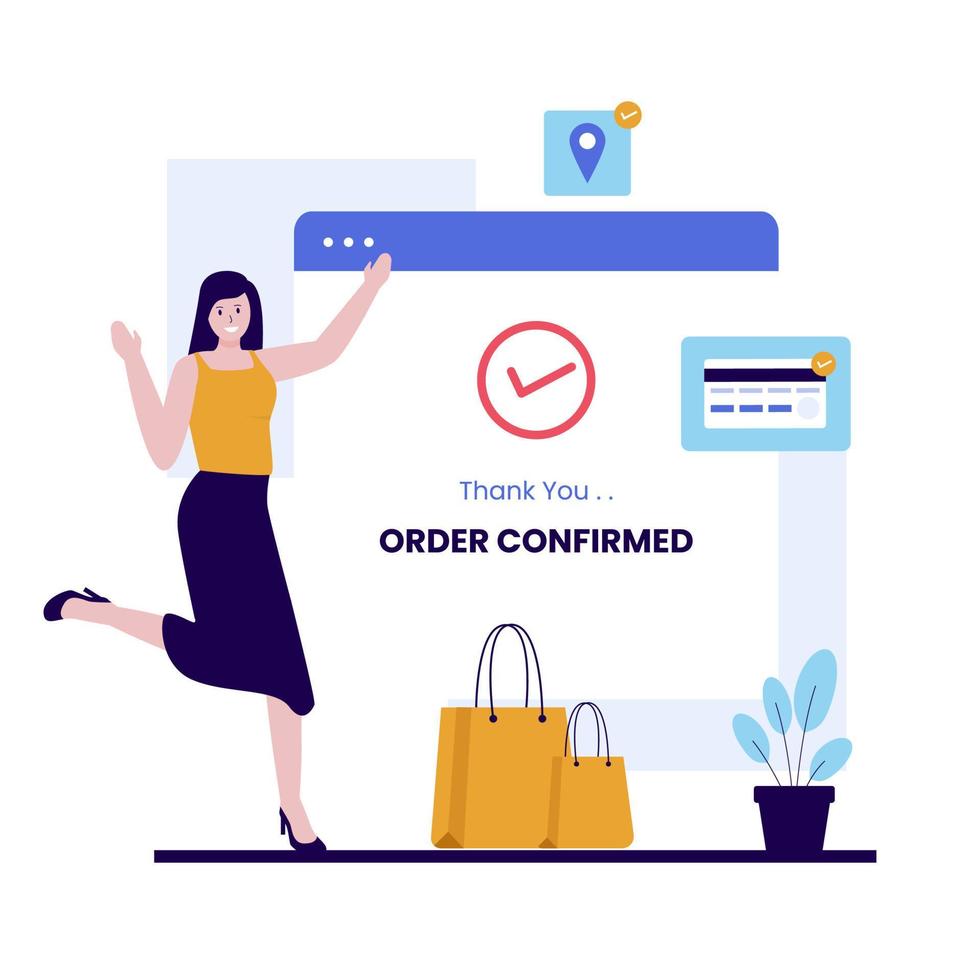 Flat design of order confirmed concept vector