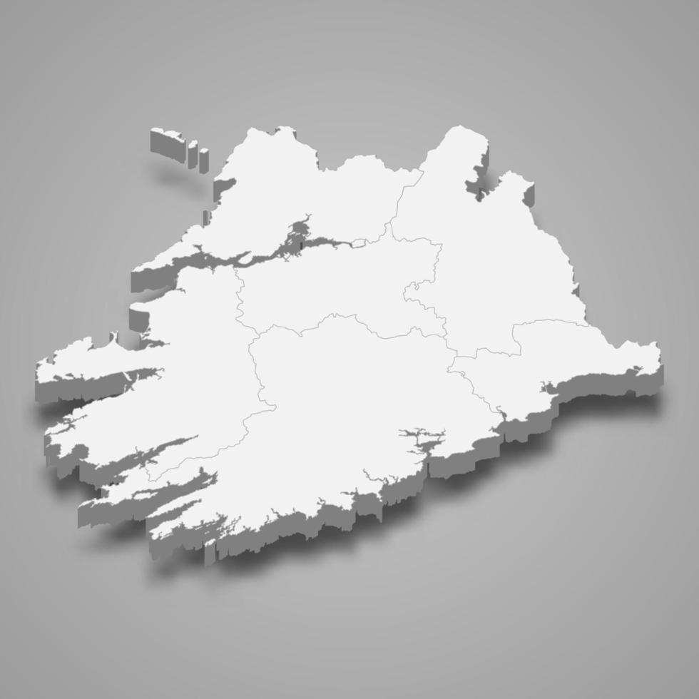 El mapa isométrico 3d de munster es una provincia de irlanda vector