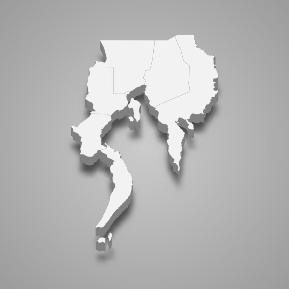 3d isometric map of Davao is a region of Philippines, vector