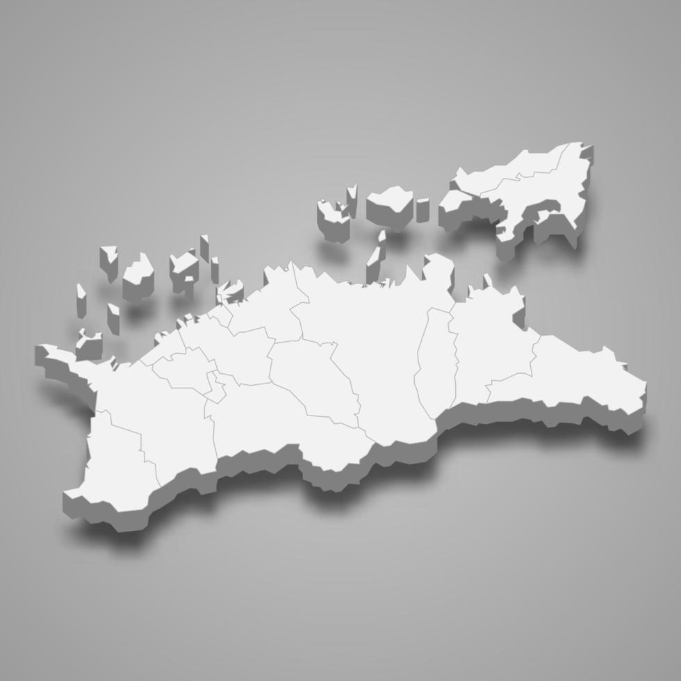 3d map prefecture of Japan Template for your design vector