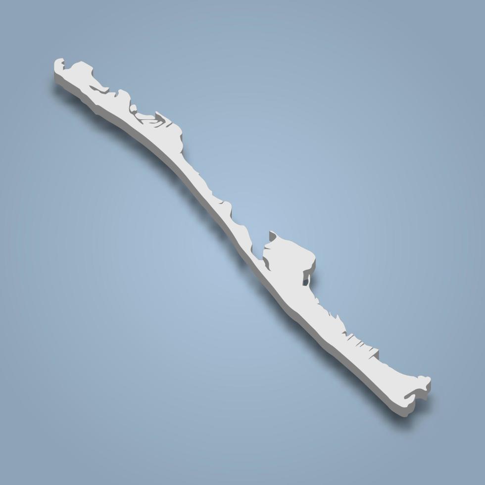3d isometric map of Longboat Key is an island in Florida, isolated vector illustration