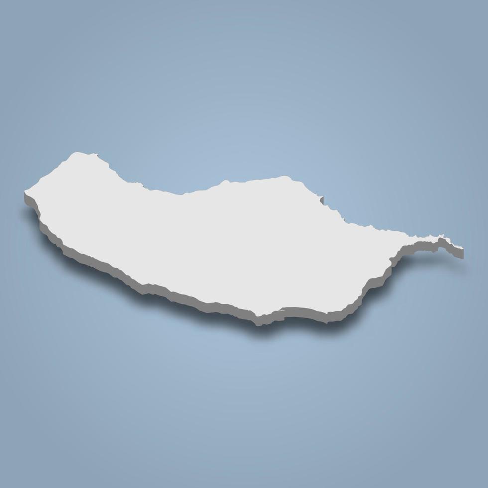 3d isometric map of Madeira is an island in vector