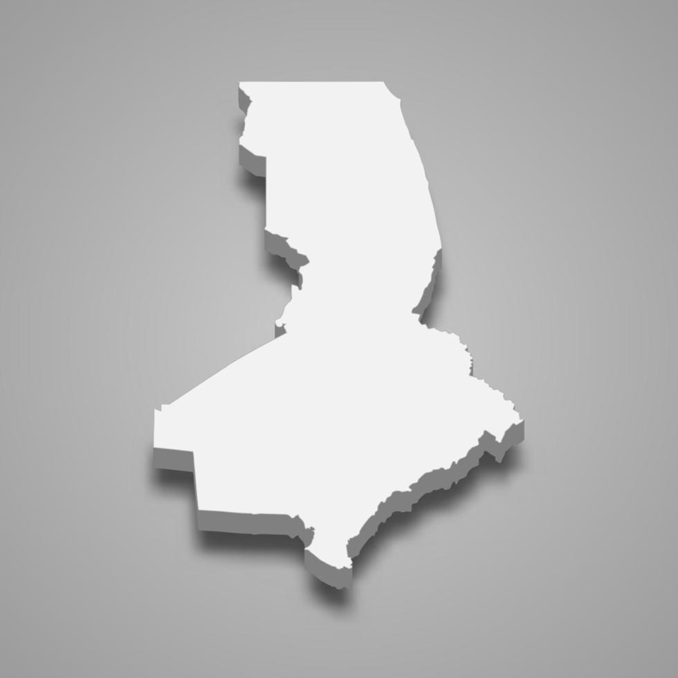 3d isometric map of Turkistan oblast is a region of Kazakhstan vector