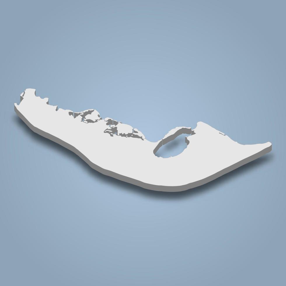 3d isometric map of Sanibel is an island in Florida, isolated vector illustration