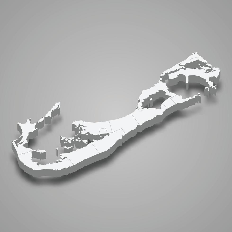 Mapa isométrico 3d de Bermudas, aislado con sombra vector