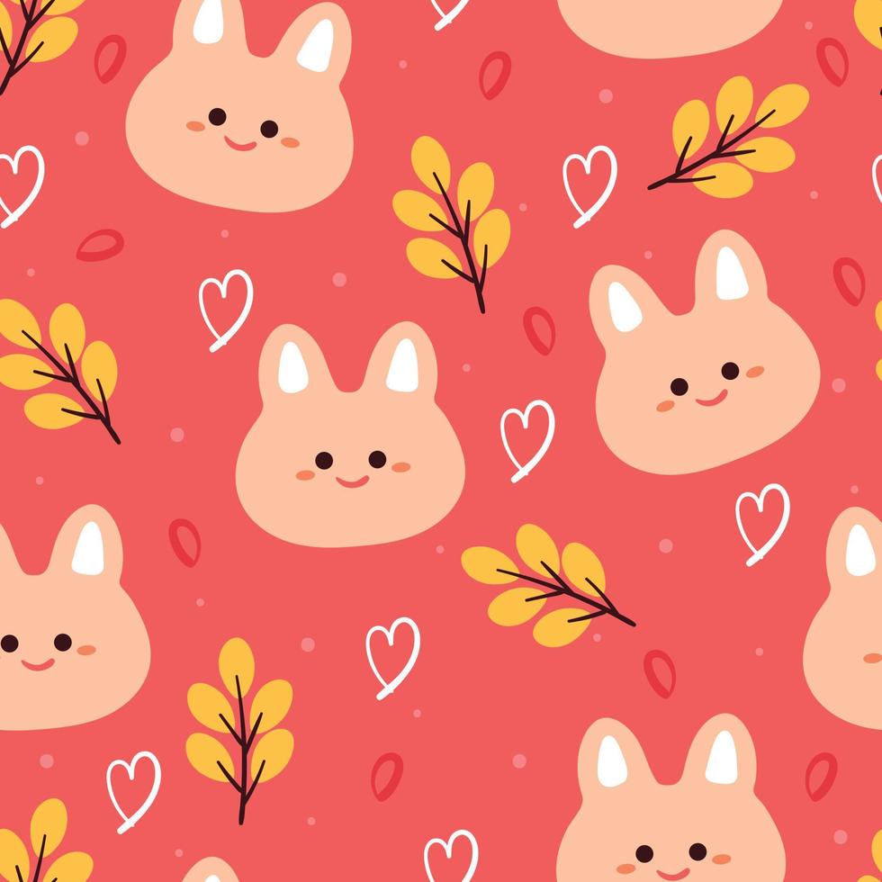 seamless pattern cartoon bunny and plant vector