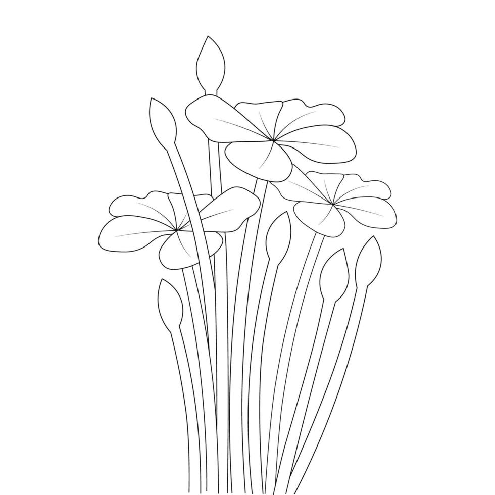 decorative blossom seasonal flower coloring page book on black and white background vector