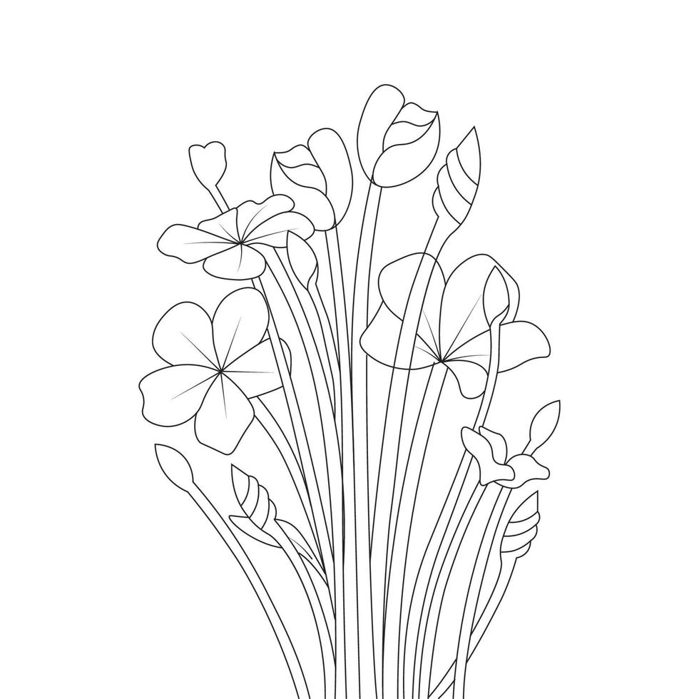 blossom seasonal flower coloring page book of motif with line drawing outline vector