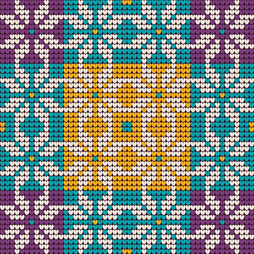 patrón de tejido de la abuela en colores menta y lavanda para suéter feo navideño vector